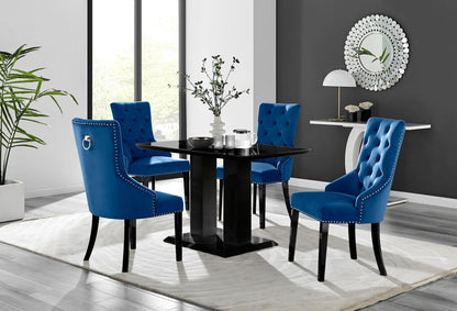 Imperia 4 Black Dining Table and 4 Belgravia Black Leg Chairs