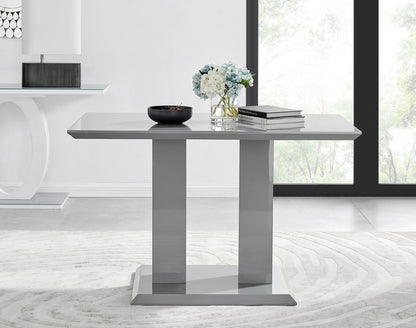 Imperia 4 Modern Grey High Gloss Dining Table And 4 Modern Milan Chairs Set