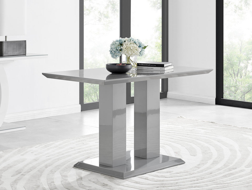 Imperia 4 Grey Dining Table and 4 Velvet Milan Black Leg Chairs