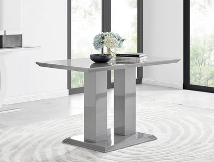 Imperia 4 Grey Dining Table and 4 Velvet Milan Black Leg Chairs