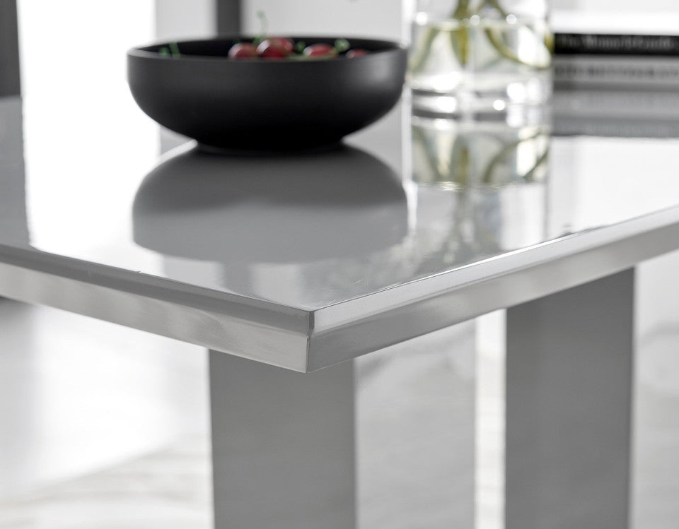 Imperia 4 Modern Grey High Gloss Dining Table And 4 Modern Milan Chairs Set
