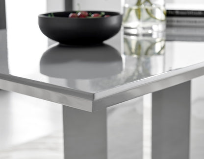 Imperia 4 Modern Grey High Gloss Dining Table And 4 Modern Milan Chairs Set