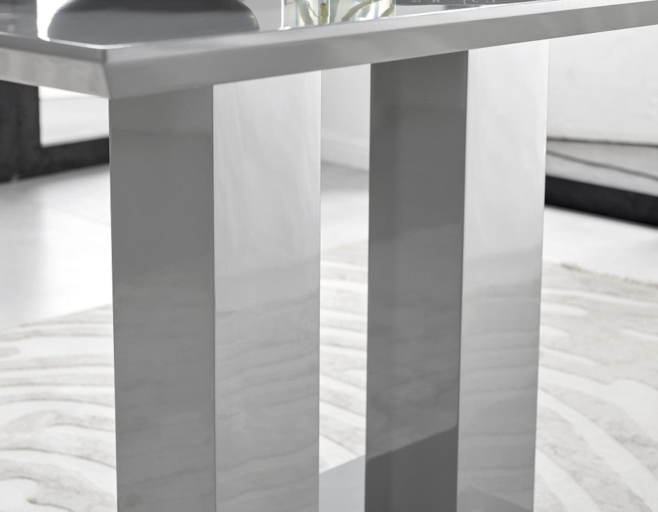 Imperia 4 Modern Grey High Gloss Dining Table And 4 Modern Milan Chairs Set