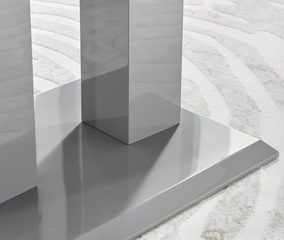 Imperia 4 Modern Grey High Gloss Dining Table And 4 Modern Milan Chairs Set