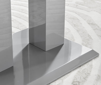 Imperia 4 Grey Dining Table and 4 Velvet Milan Black Leg Chairs