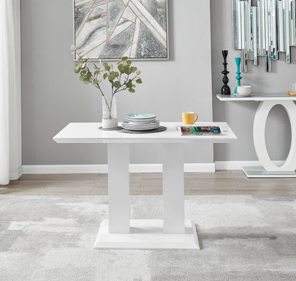 Imperia 4 Modern White High Gloss Dining Table And 4 Lorenzo Chrome Dining Chairs Set