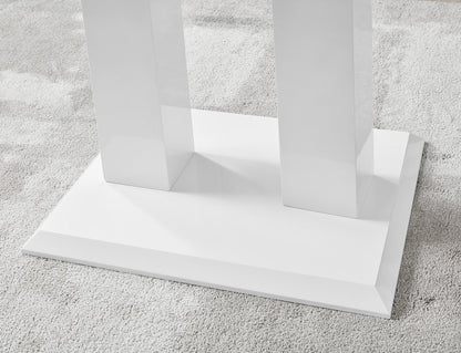 Imperia 4 Modern White High Gloss Dining Table And 4 Lorenzo Chrome Dining Chairs Set