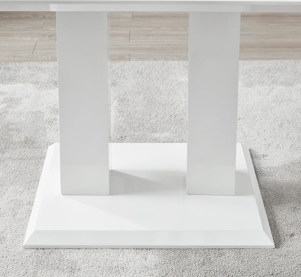 Imperia 4 Modern White High Gloss Dining Table And 4 Lorenzo Chrome Dining Chairs Set