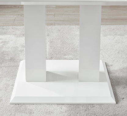 Imperia 4 Modern White High Gloss Dining Table And 4 Lorenzo Chrome Dining Chairs Set