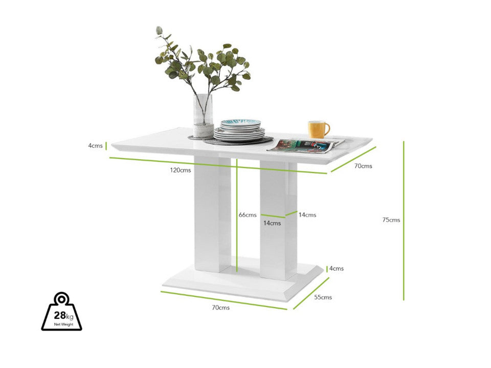 Imperia 4 Modern White High Gloss Dining Table And 4 Lorenzo Chrome Dining Chairs Set