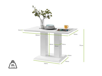 Imperia 4 Modern White High Gloss Dining Table And 4 Lorenzo Chrome Dining Chairs Set
