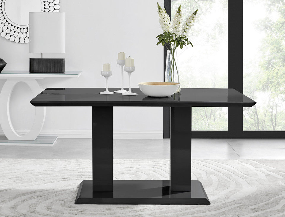 Imperia Black High Gloss Dining Table And 6 Luxury Willow Dining Chairs Set
