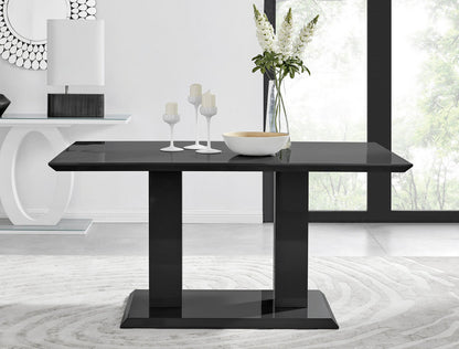 Imperia Black High Gloss Dining Table And 6 Luxury Willow Dining Chairs Set