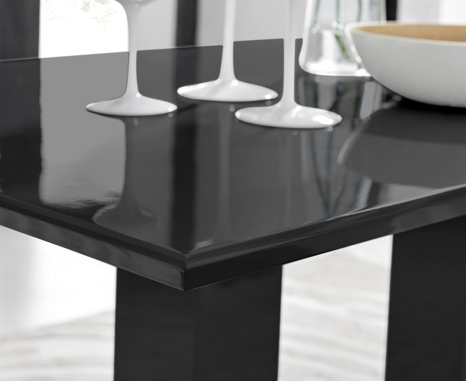 Imperia Black High Gloss Dining Table And 6 Luxury Willow Dining Chairs Set