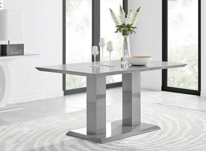 Imperia Grey Modern High Gloss Dining Table And 6 Lorenzo Dining Chairs Set