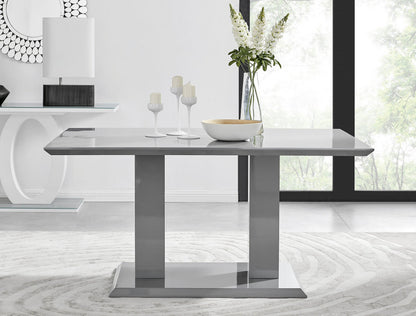 Imperia Grey Modern High Gloss Dining Table And 6 Lorenzo Dining Chairs Set