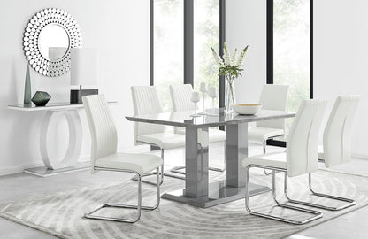 Imperia Grey Modern High Gloss Dining Table And 6 Lorenzo Dining Chairs Set