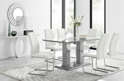 Imperia Grey Modern High Gloss Dining Table And 6 Lorenzo Dining Chairs Set