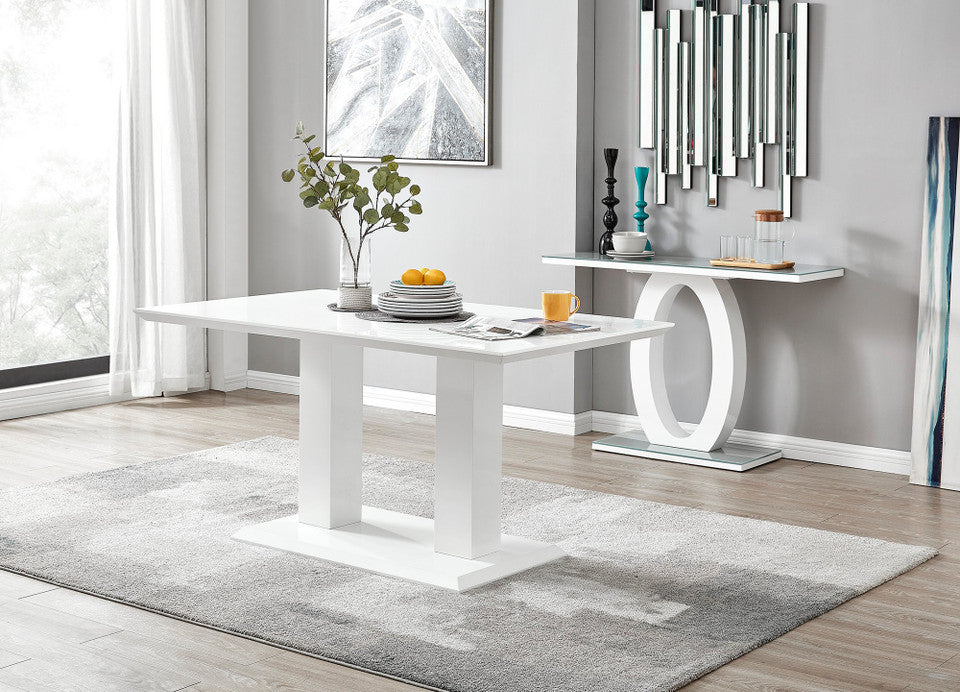 Imperia High Gloss White Dining Table & 6 Calla Black Leg Chairs