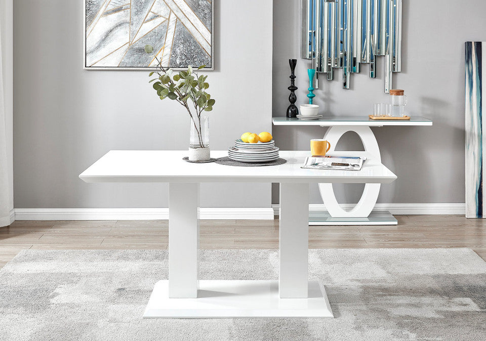 Imperia High Gloss White Dining Table & 6 Calla Black Leg Chairs