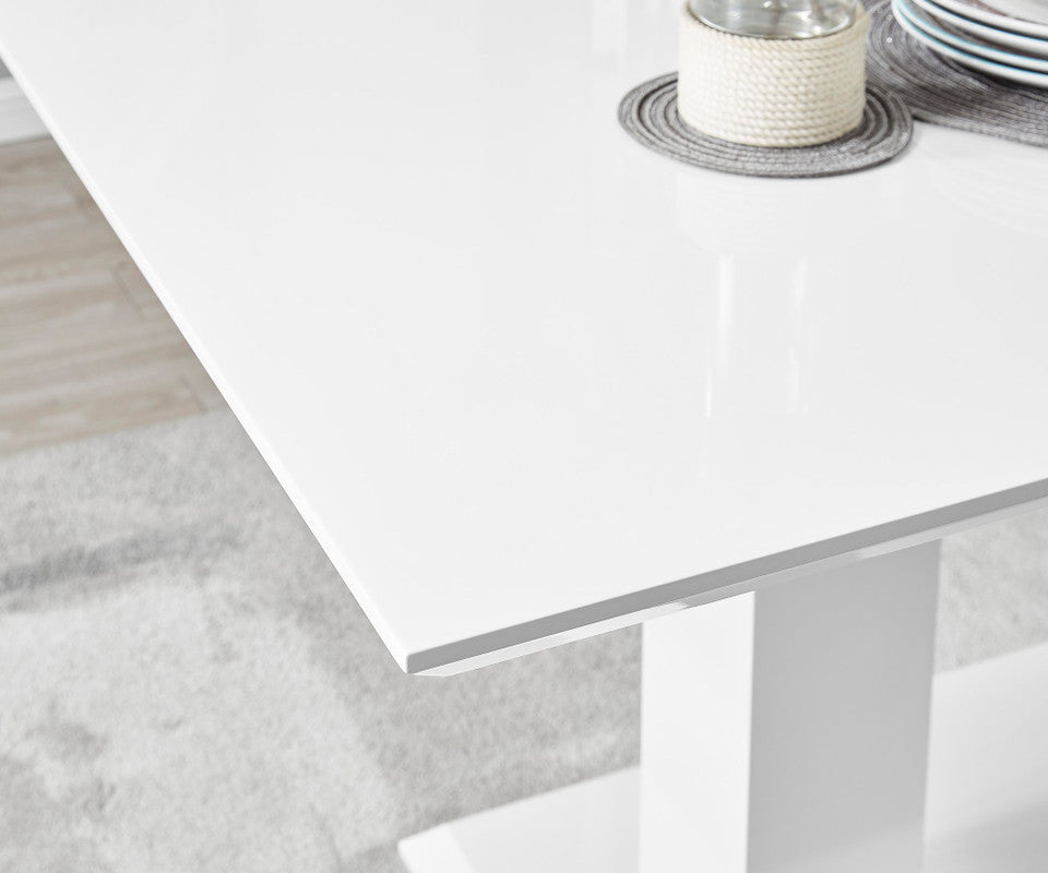 Imperia High Gloss White Dining Table & 6 Calla Black Leg Chairs