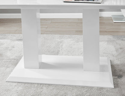 Imperia High Gloss White Dining Table & 6 Calla Black Leg Chairs