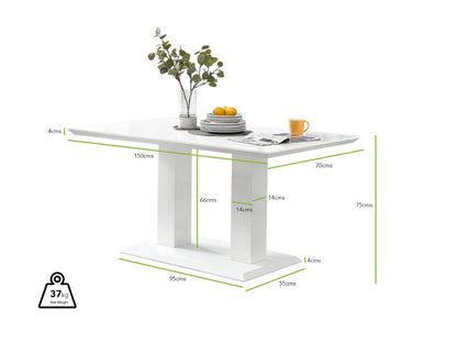 Imperia High Gloss White Dining Table & 6 Calla Black Leg Chairs