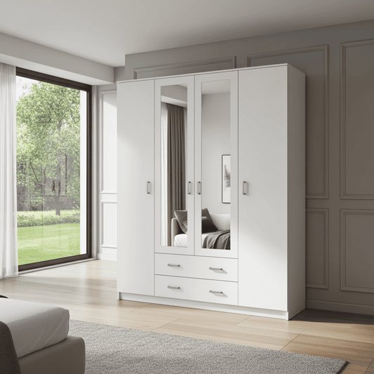 Kano White 4 Door Wardrobe