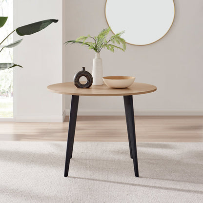 Koko Oak Effect Round Dining Table & 4 Milan Black Leg Chairs