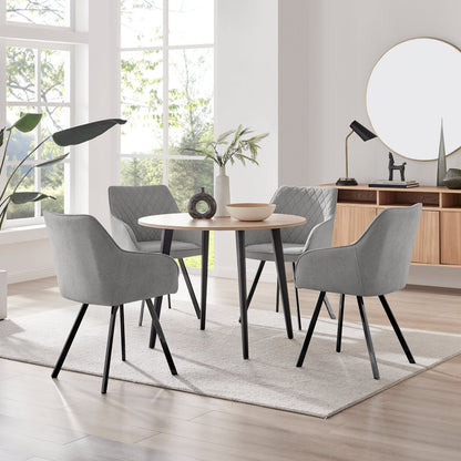 Koko Oak Effect Round Dining Table & 4 Falun Black Leg Chairs
