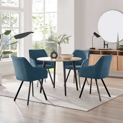 Koko Oak Effect Round Dining Table & 4 Falun Black Leg Chairs