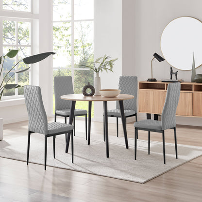 Koko Oak Effect Round Dining Table & 4 Milan Black Leg Chairs
