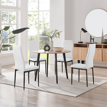 Koko Oak Effect Round Dining Table & 4 Milan Black Leg Chairs