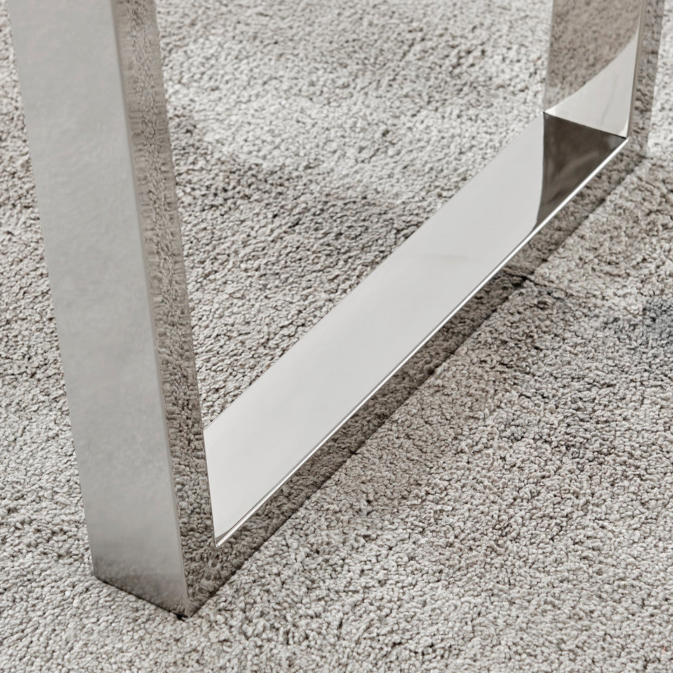 Kylo White Marble Effect Dining Table & 4 Milan Chrome Leg Chairs