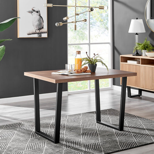 Kylo Rectangular Brown Wood Veneer 4 Seater Dining Table