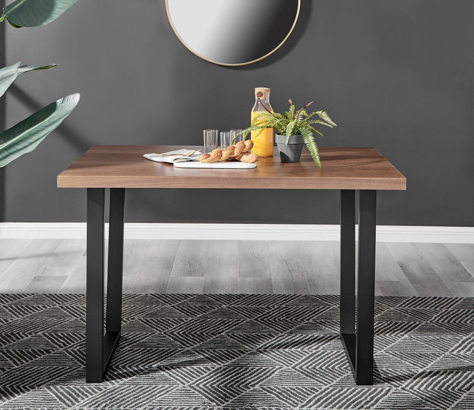 Kylo Brown Wood Effect Dining Table & 4 Milan Black Leg Chairs
