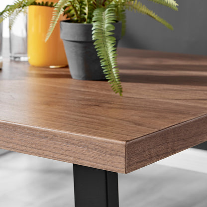 Kylo Brown Wood Effect Dining Table & 4 Velvet Milan Black Leg Chairs