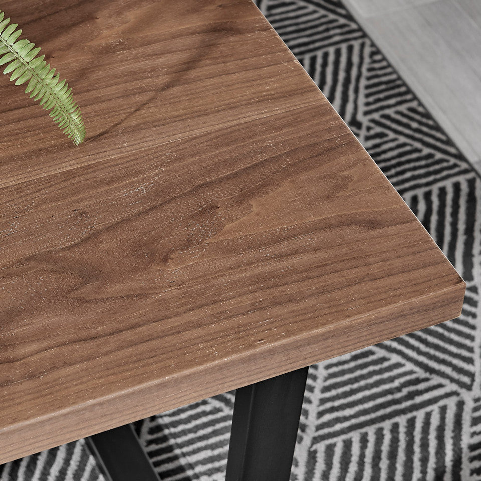 Kylo Brown Wood Effect Dining Table & 4 Velvet Milan Black Leg Chairs