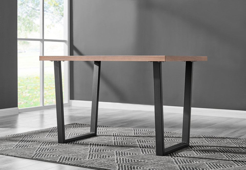 Kylo Brown Wood Effect Dining Table & 4 Velvet Milan Black Leg Chairs
