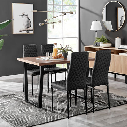 Kylo Brown Wood Effect Dining Table & 4 Milan Black Leg Chairs