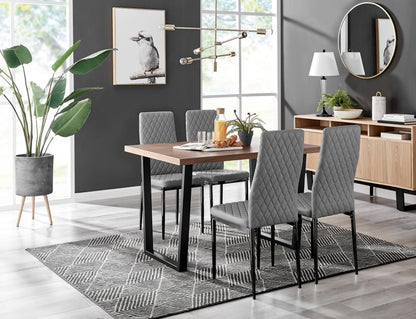 Kylo Brown Wood Effect Dining Table & 4 Milan Black Leg Chairs