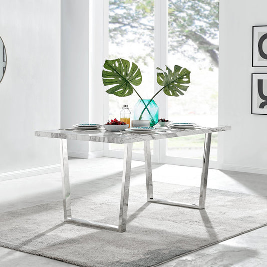 Kylo Rectangular White Marble Effect 6 Seater Dining Table