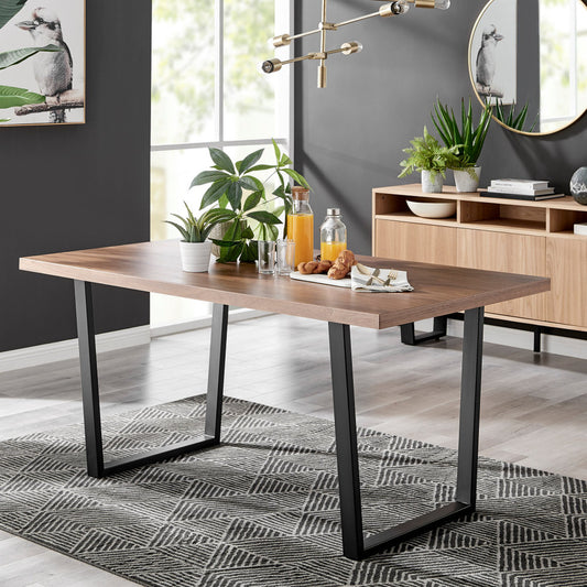 Kylo Rectangular Brown Wood Veneer 6 Seater Dining Table