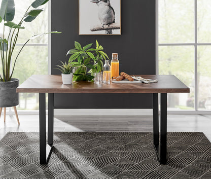 Kylo Brown Wood Effect Dining Table & 6 Milan Black Leg Chairs