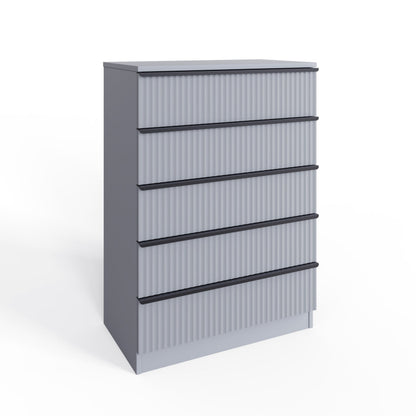 FWStyle Lania Ripple Ridged 5-Drawer Chest – Matt Grey