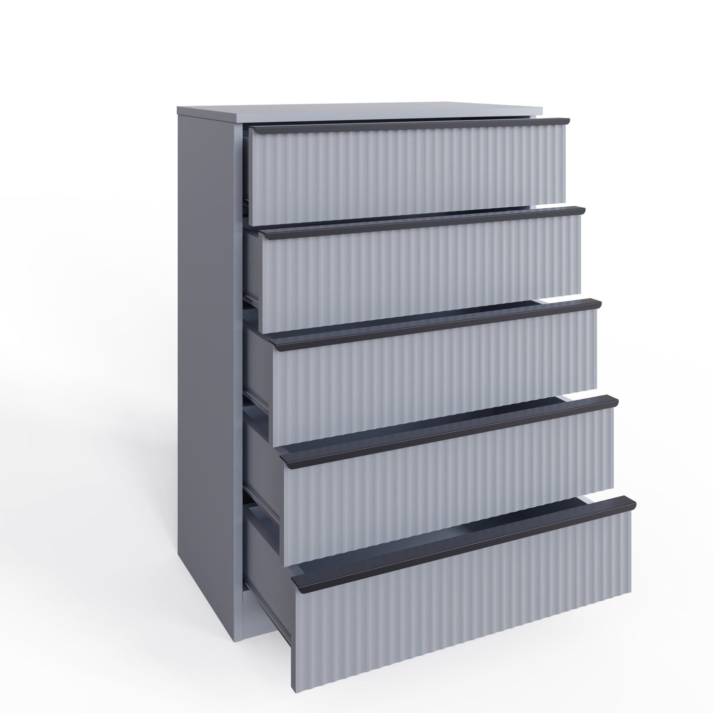 FWStyle Lania Ripple Ridged 5-Drawer Chest – Matt Grey