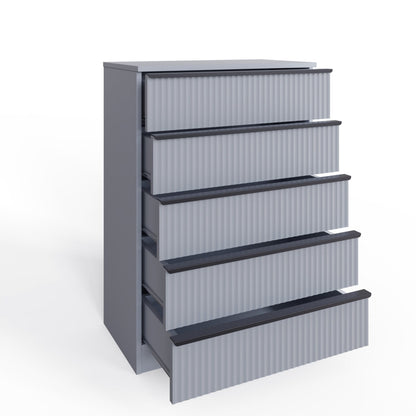 FWStyle Lania Ripple Ridged 5-Drawer Chest – Matt Grey