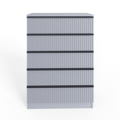 FWStyle Lania Ripple Ridged 5-Drawer Chest – Matt Grey