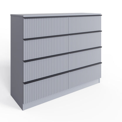 Lania Ripple Ridged 8 Drawer Chest of Drawers – Matt Grey