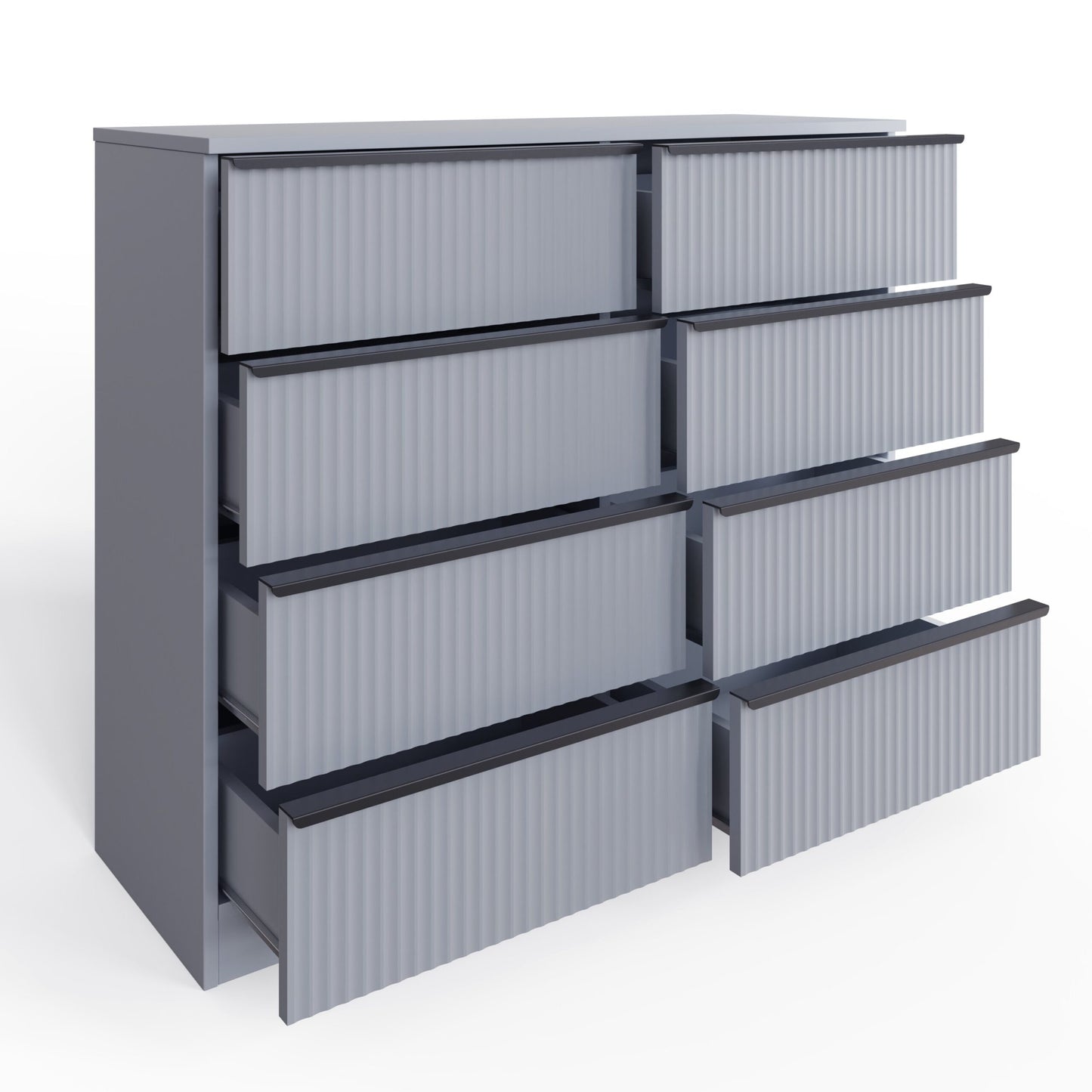 Lania Ripple Ridged 8 Drawer Chest of Drawers – Matt Grey